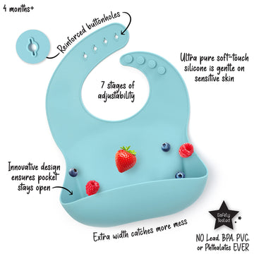 Primastella Silicone Baby Bibs - Soft Adjustable Waterproof Bib Set Of 2 For Babies & Toddlers | Bpa Free