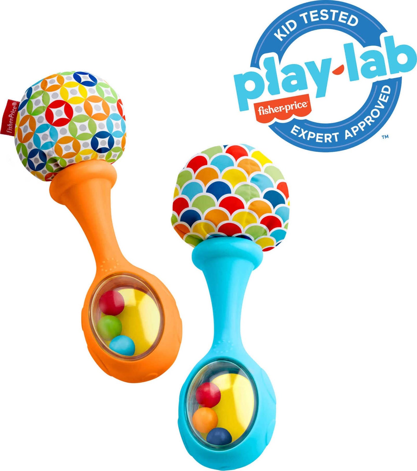 Fisher-Price Baby Newborn Toys Rattle n Rock Maracas, Set of 2 Soft Musical Instruments for Babies 3+ Months, Blue Orange