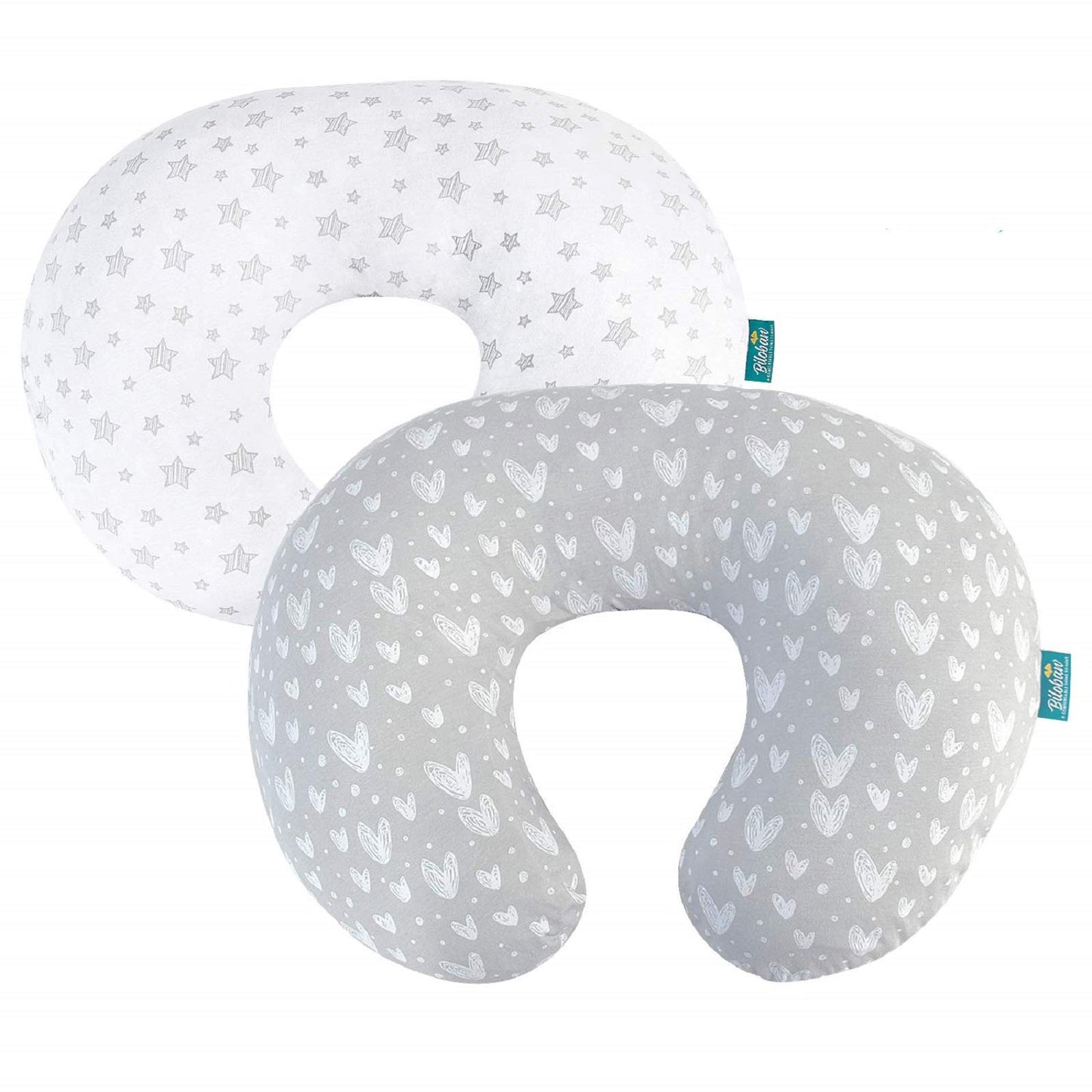 Nursing Pillow Cover 2 Pack Compatible With Boppy Pillow, 100% Jersey Cotton With Large Zipper Super Soft & Breathable & Skin Fr