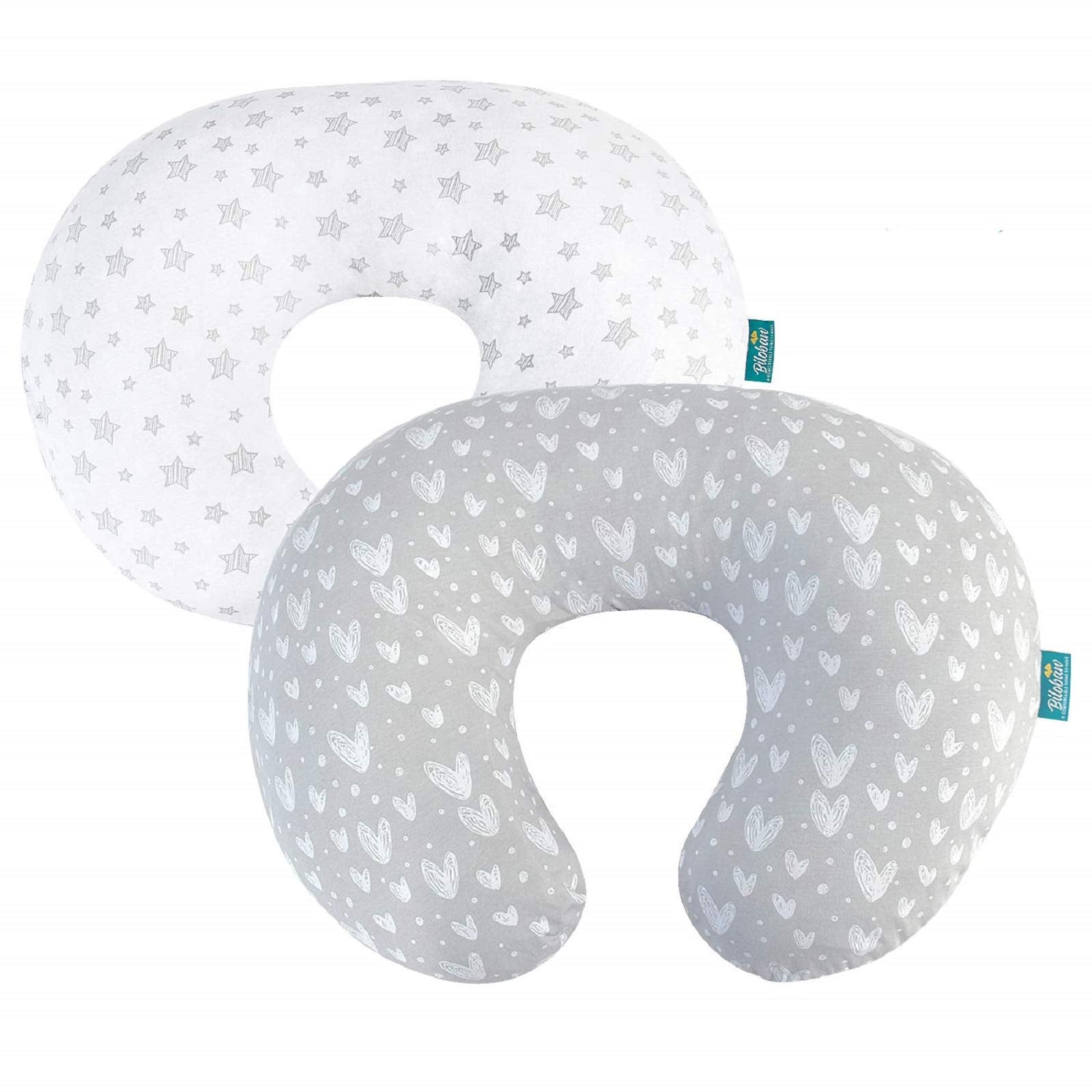 Nursing Pillow Cover 2 Pack Compatible With Boppy Pillow, 100% Jersey Cotton With Large Zipper Super Soft & Breathable & Skin Fr
