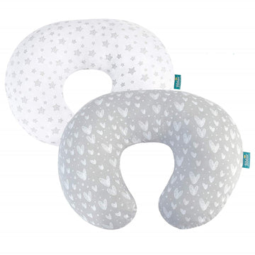 Nursing Pillow Cover 2 Pack Compatible With Boppy Pillow, 100% Jersey Cotton With Large Zipper Super Soft & Breathable & Skin Fr