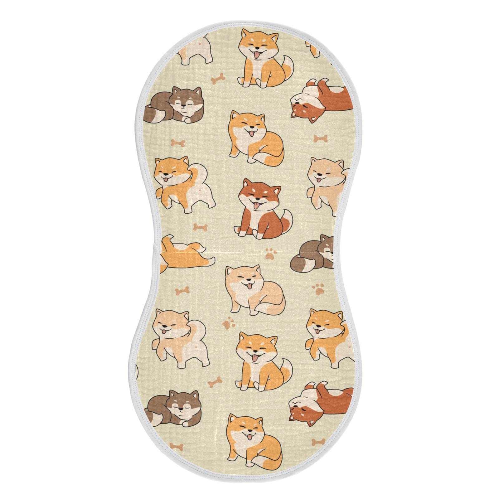 YYZZH Lovely Shiba Inu Dog Muslin Burp Cloths for Baby 1 Pack Soft 100% Cotton Baby Washcloths Bibs for Boy Girl