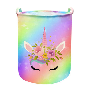 Unicorn Laundry Basket Hamper Large Sized Round Storage Basket Waterproof Bin Collapsible Laundry Basket For Girls Room Organize