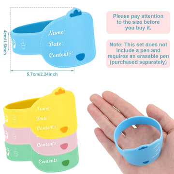 Baby Bottle Labels For Daycare 12 Pieces Reusable Silicone Daycare Labels Original Daycare Waterproof Water Bottle Name Bands Wr