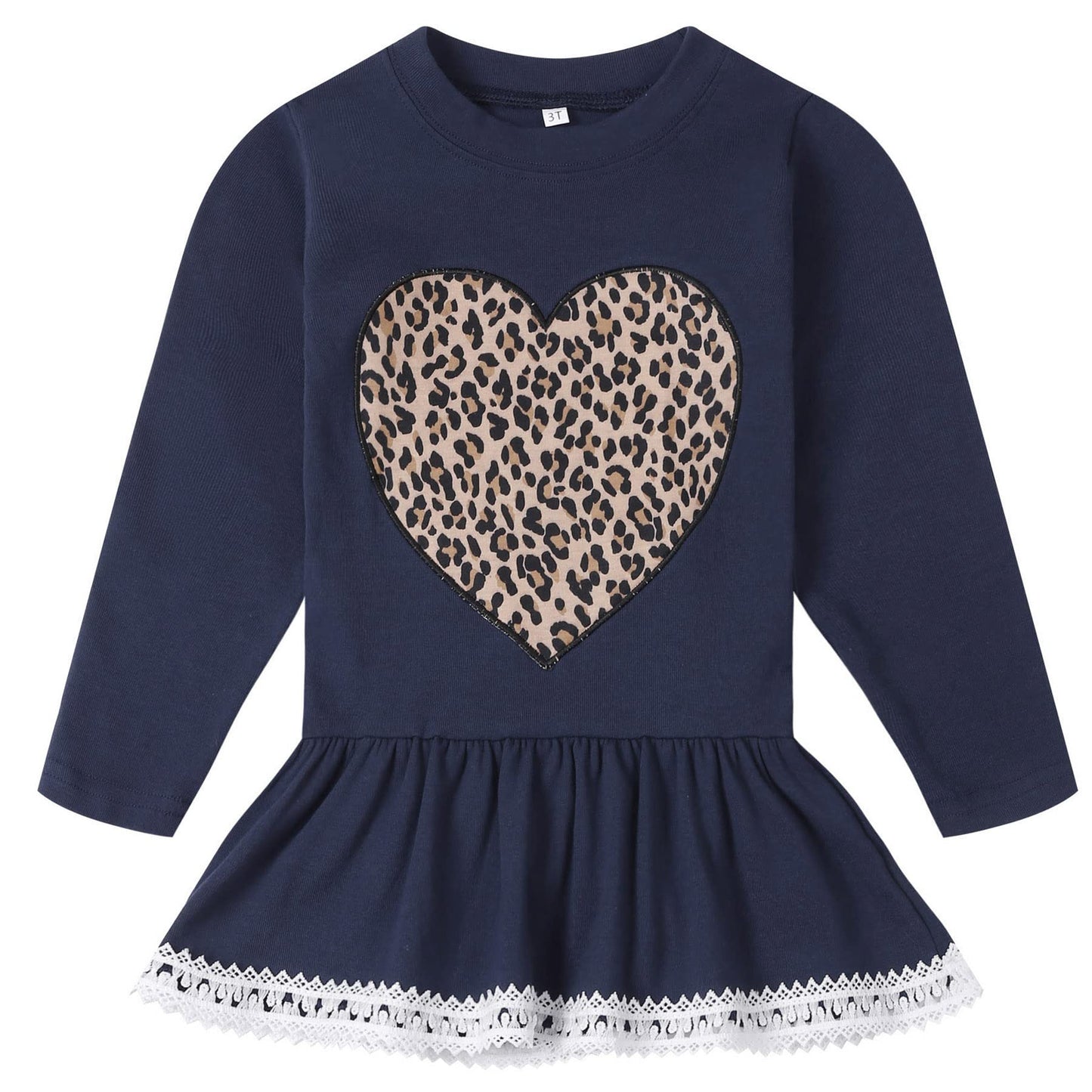 Retsugo Toddler Baby Girls Leopard Heart Fall Winter Clothes Set Kids Valentine'S Day Birthday Girl Outfit Cute Pullover Shirt A