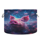 Canvas Storage Organizer Bin, Pig (1) Storage Basket Laundry Hamper with Handle for Clothes Playroom Decor, Large, 20 in Diamete