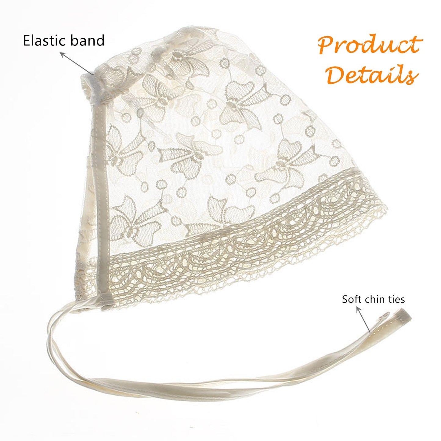 Lace Hat Infant Baby Girl Bonnet Bow Eyelet Lace Cotton Hat, Newborn Girl Cap Summer Hat Toddler Bucket Sun Hat, Ivory Sun Prote