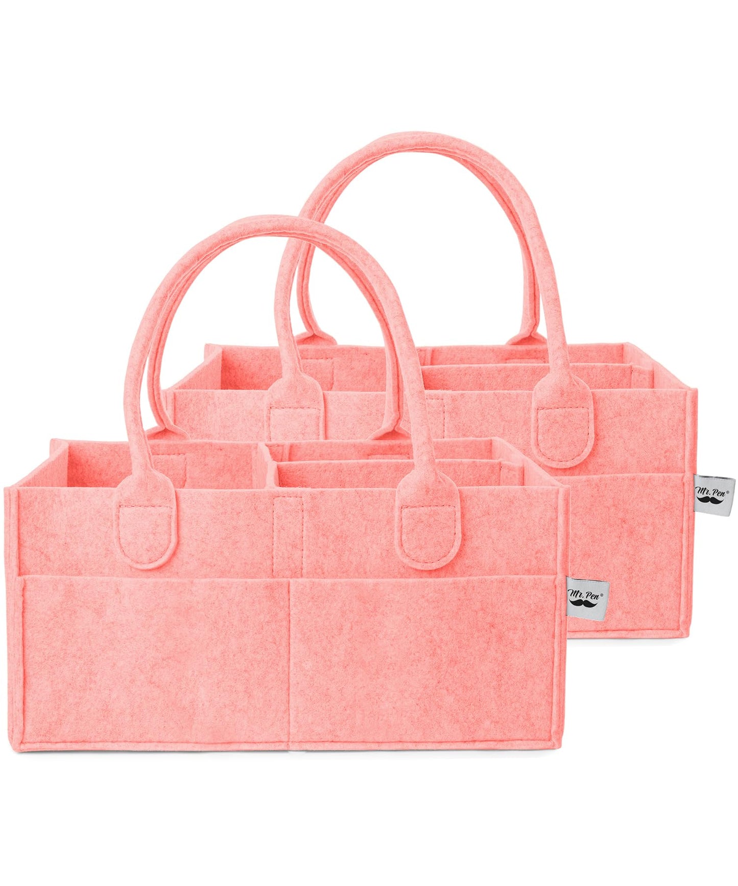 Mr. Pen- Baby Diaper Caddy Organizer, 2 Pack, Pink, Baby Caddy Organizer with Handle, Compact Size, Collapsible & Portable