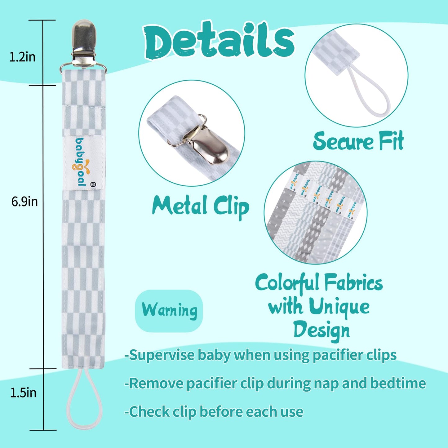 Babygoal Pacifier Clips, 6 Pack Pacifier Holder For Boys And Girls Fits For Most Pacifier Styles & Baby Toys And Baby Gift 6Mp09