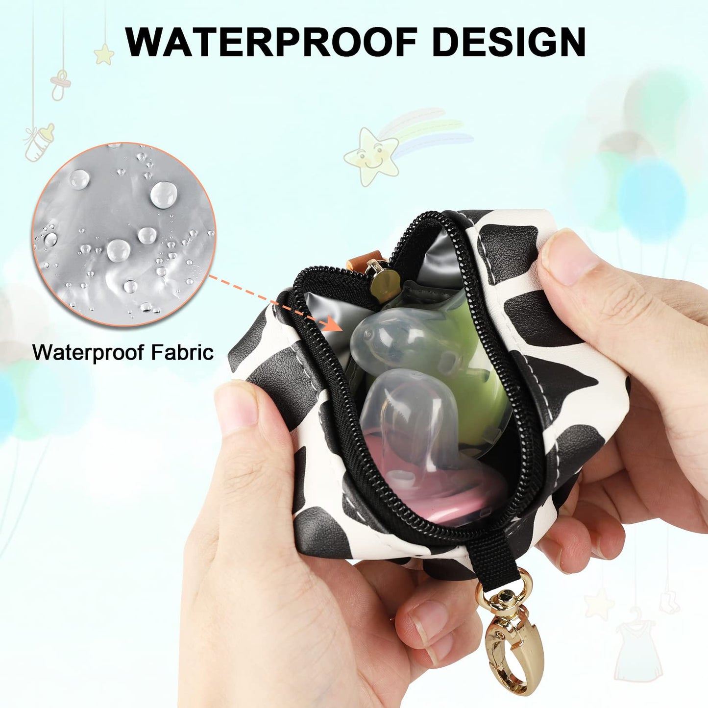 Baby Pacifier Case With Clip, Baby Pacifier Holder Pouch Box For Diaper Bag, Holds 2 Pacifiers For Travel Outdoor Activities, Sm