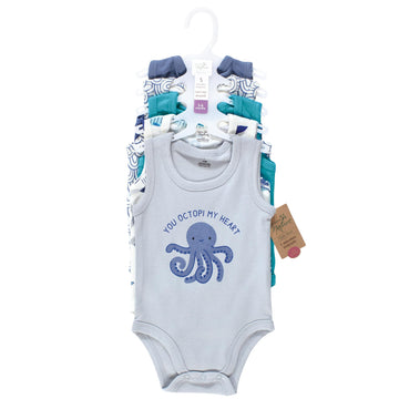 Touched By Nature Unisex Baby Organic Cotton Bodysuits, Mystic Sea, 18-24 Months