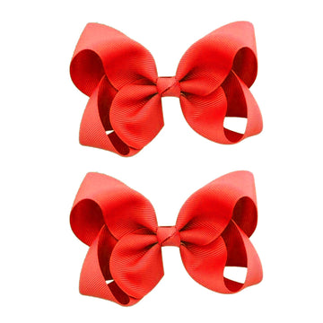 2 PCS 6inchs Hair Bows for Girls Grosgrain Ribbon Hair Bow Alligator Clips Hair Accessories for Baby Girls Toddlers(Red)