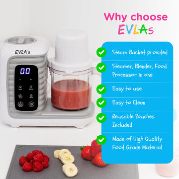 Evla'S Double Baby Food Maker With 2 Steaming Baskets, Steamer, Blender, Grinder, Food Processor, Cook & Blends Healthy Baby Foo