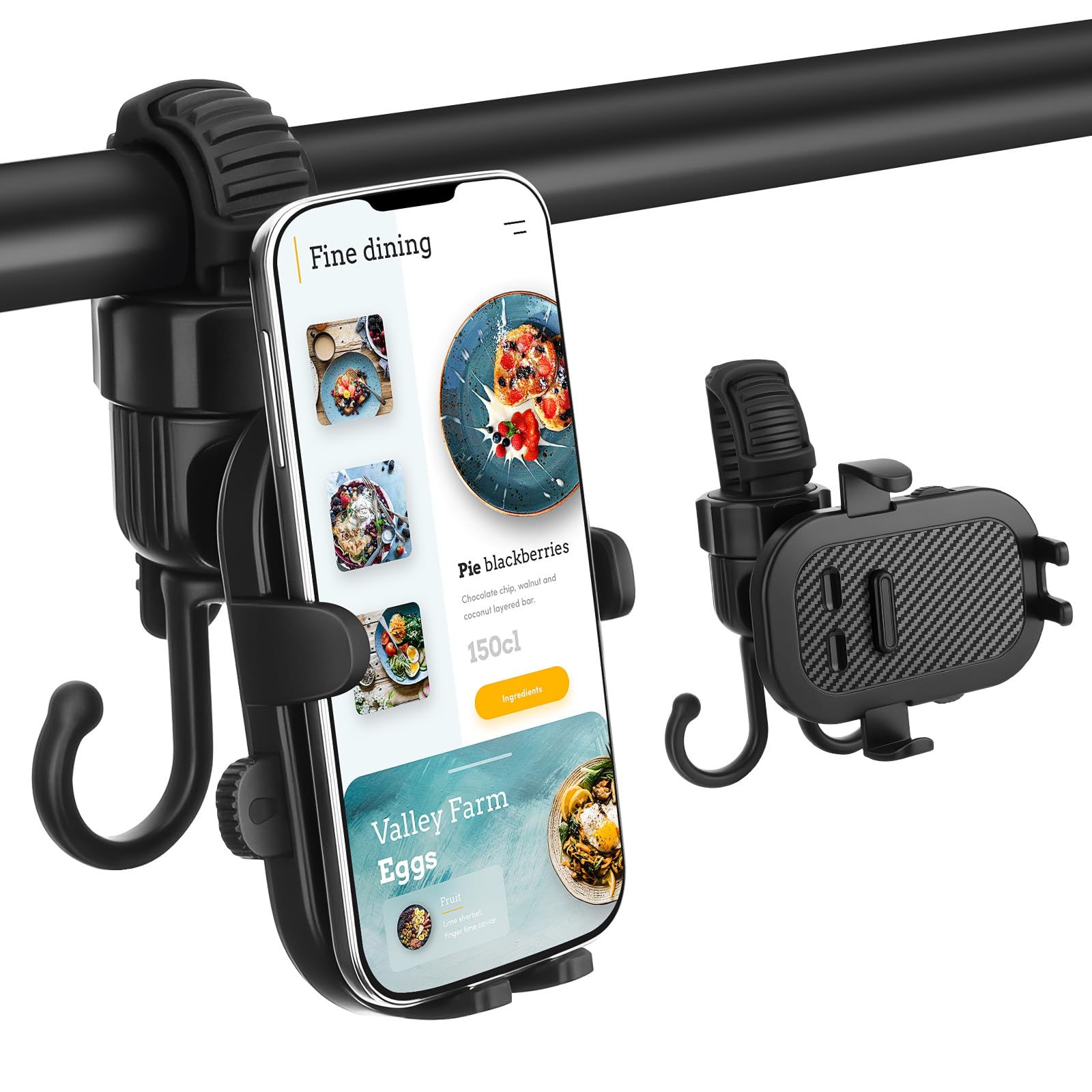 2 in 1 Baby Stroller Cell Phone Holder 360 Degree Rotate Universal Clamp Pram Wheelchair Accessory Mount Bracket Bicycle Phone S