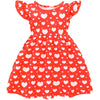 Girls Heart Dress Flutter Sleeve Heart Print Summer Dresses Toddler Kids Party Sundress Valentines Day Outfits Red 18-24 Months