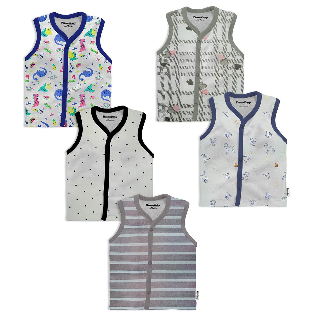 Nammababy Baby BoyS & Baby GirlS Vest TShirt, Multicolored (1824 Months, Pack Of 5)
