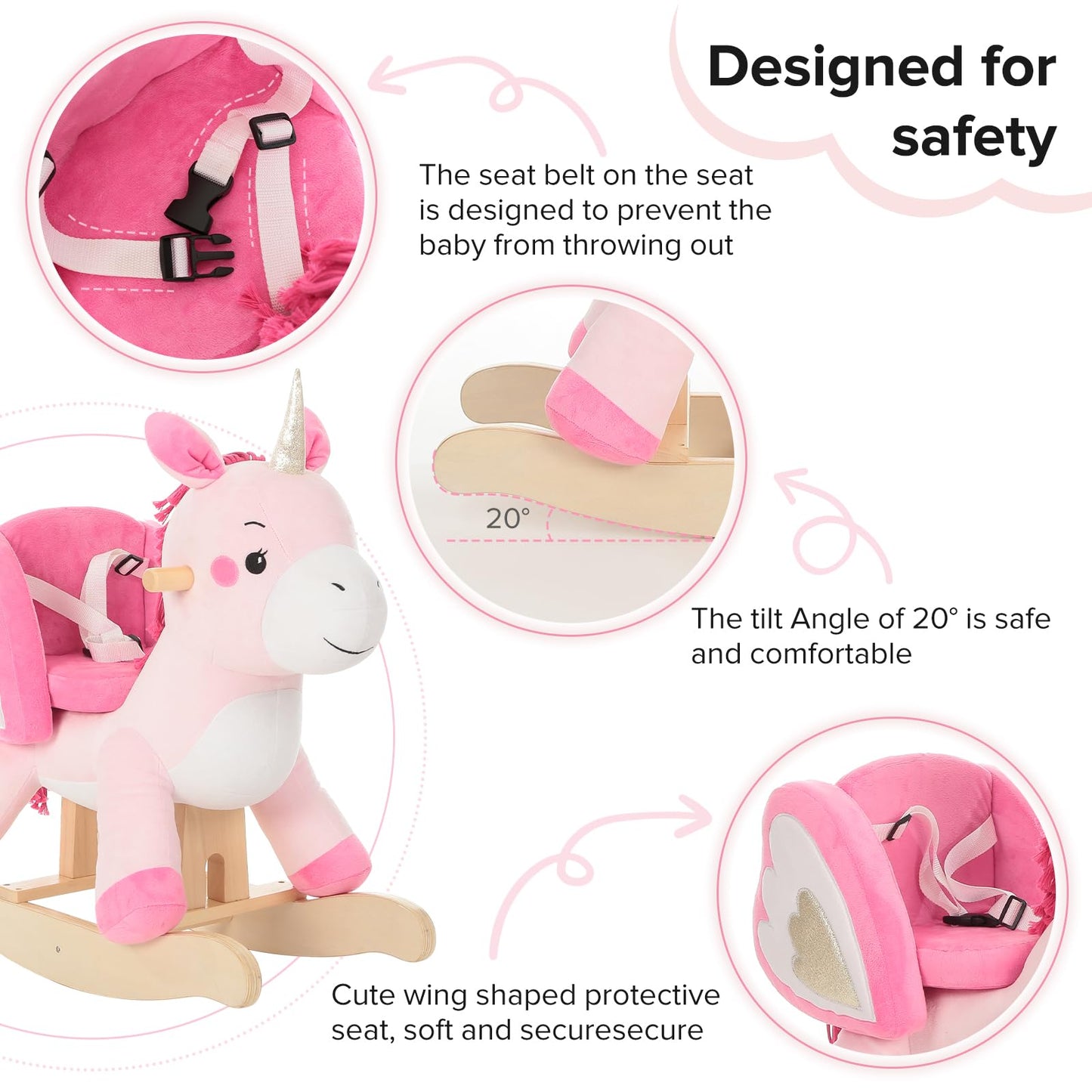 labebe - Baby Rocking Horse, Ride Unicorn, Kid Ride On Toy for 6 Month-3 Year Old, Infant (Boy Girl) Plush Animal Rocker, Toddle