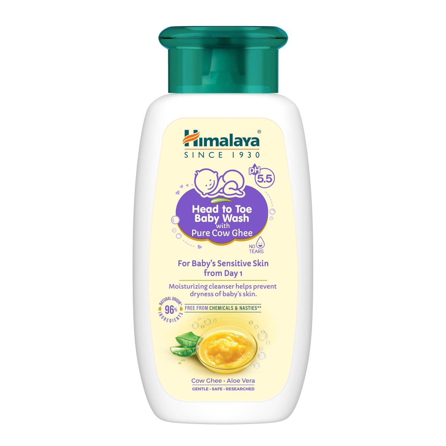 Himalaya Head To Toe Baby Wash With Pure Cow Ghee & Ph5.5 (100Ml)| Moisturizing Cleanser | No Post-Bath Dryness | For BabyS Sen