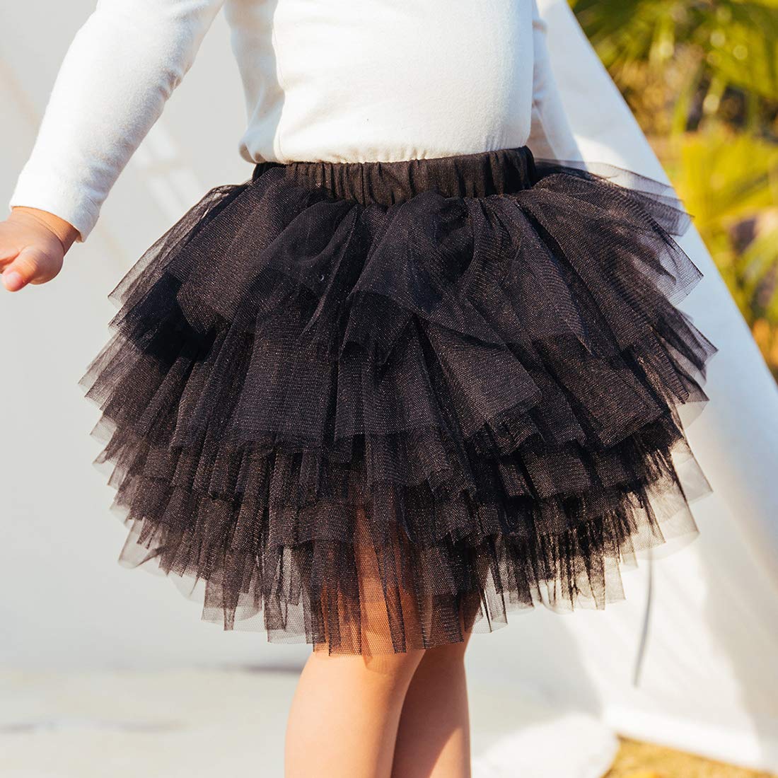 Colorful Childhood Baby Girls Tutu Skirt Toddler 6 Layered Tulle Tutus 1-8T Black Size 7-8T