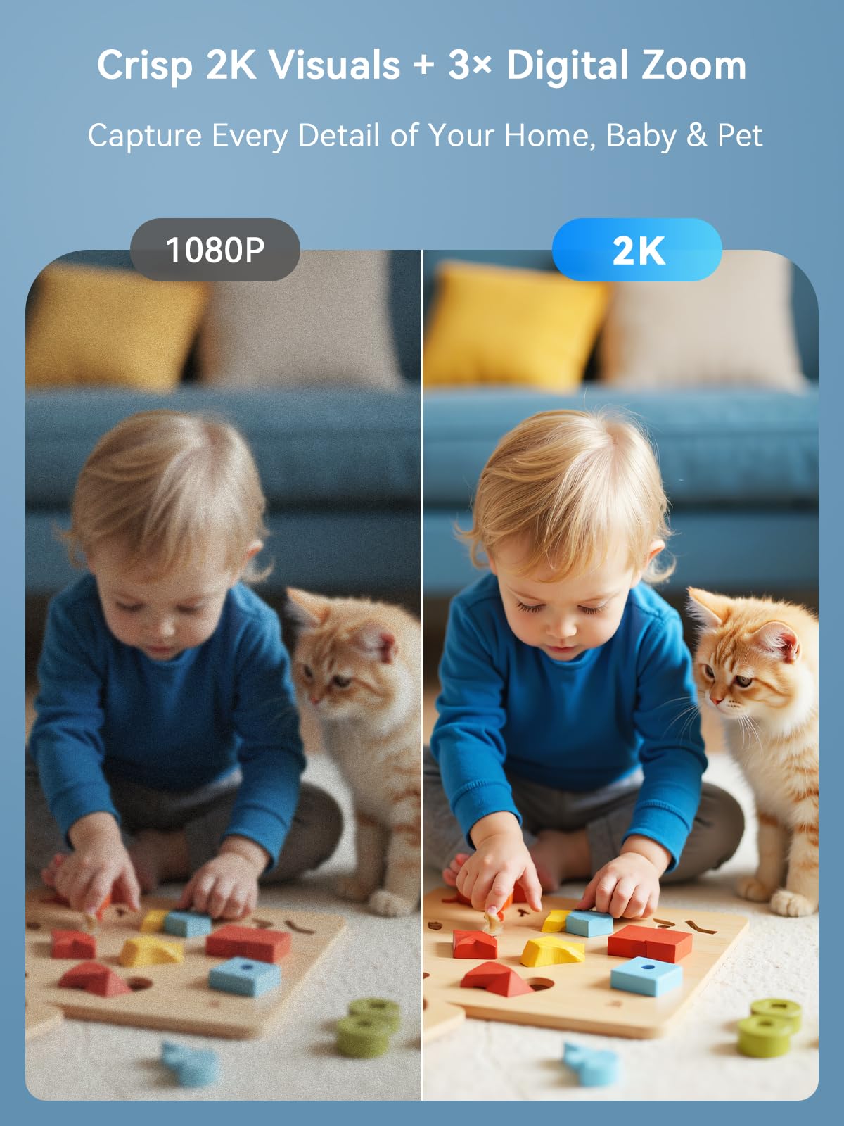Outinput Indoor Security Camera 2K WiFi Camera?Home Security, Baby Monitor, Pet Camera?App Control, Instant Alert, Motion Detect