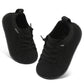 FEETCITY Baby Walking Shoes Boys Girls Slip On Shoes Lightweight Breathable Infant Sock Shoe Barefoot Flexible Black