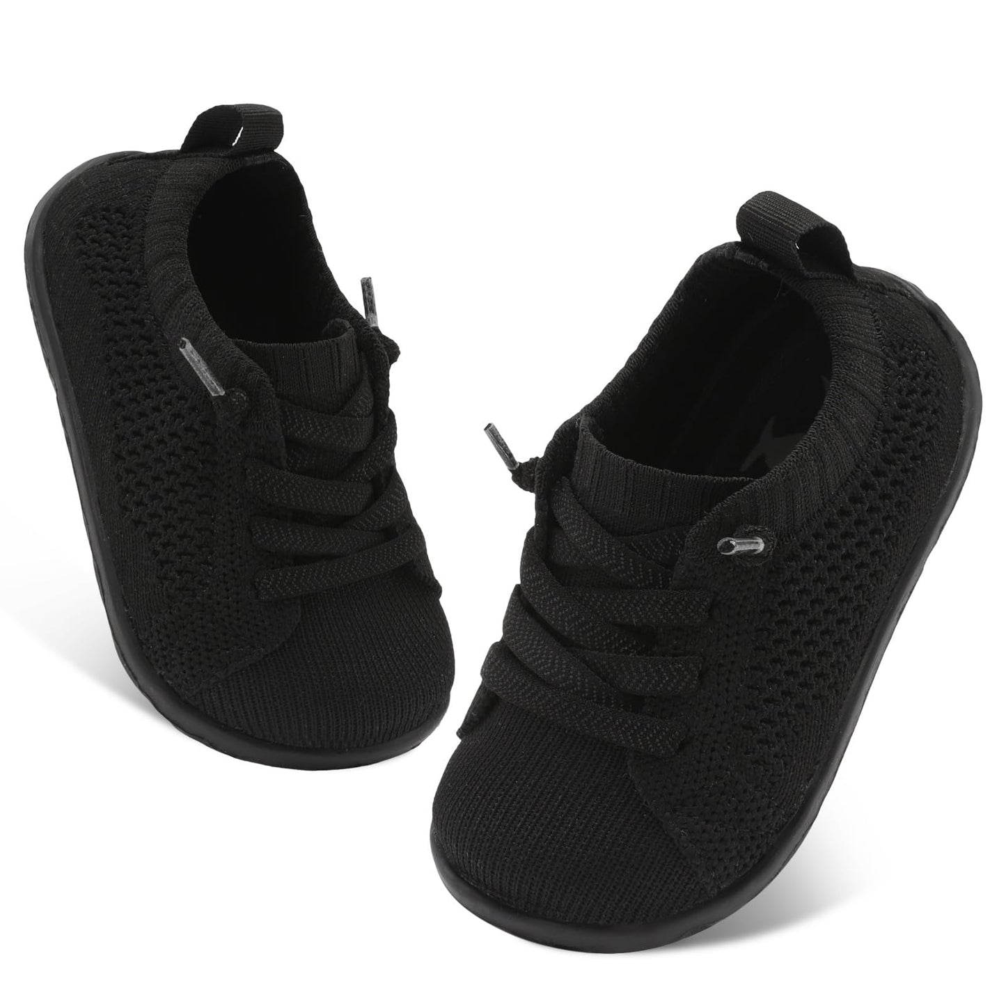 FEETCITY Baby Walking Shoes Boys Girls Slip On Shoes Lightweight Breathable Infant Sock Shoe Barefoot Flexible Black