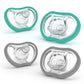 Nanobebe Active Baby Pacifiers 4-36 Months - Orthodontic, Lightweight and Vented, Curves Comfortably with Face Contour, 100% Sil