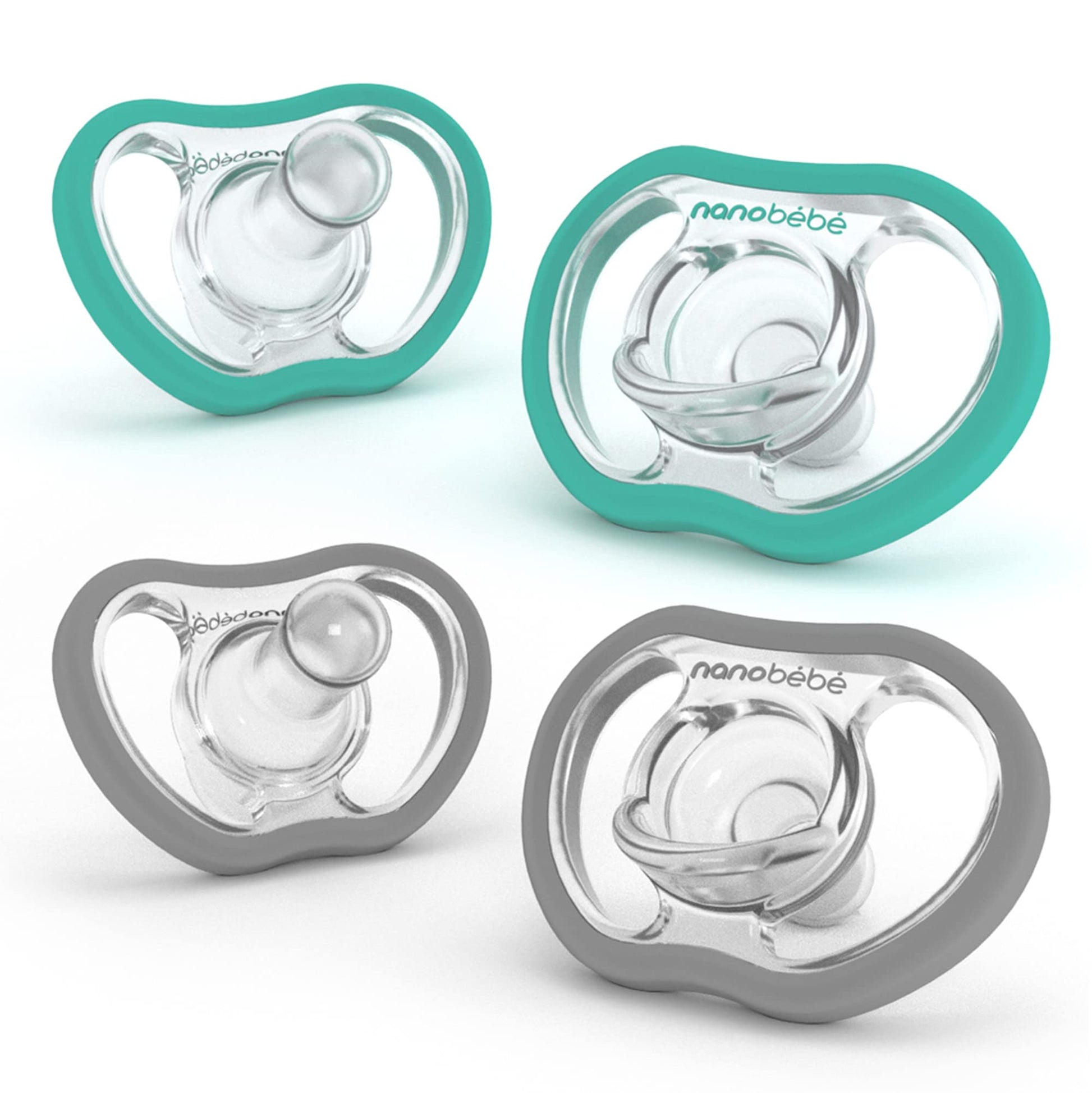 Nanobebe Active Baby Pacifiers 4-36 Months - Orthodontic, Lightweight and Vented, Curves Comfortably with Face Contour, 100% Sil