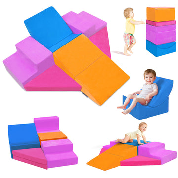 Kayfia Toddler Climbing Toys Indoor, 7-Piece Baby Foam Climbing Blocks, Colorful Soft Play Set for Toddlers 1-3, Foam Play Gym S