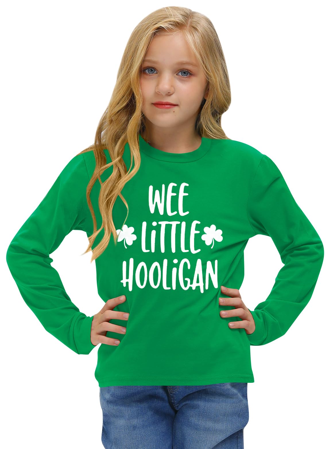Little Boys Saint Patrick Day Clover Shirt Toddler Girls Green Wee Little Hooligan Long Sleeve Top 4 Years
