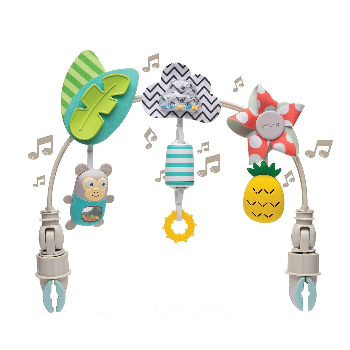 Taf Toys Tropical Orchestra Arch | Ideal for Infant & Toddlers, Fits Stroller & Pram, Activity Arch with Fascinating Toys, Stimu