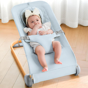 Fodoss Baby Bouncer, Portable Bouncer Seat for Babies, Portable Bedside Bassinet with Wheels-Blue