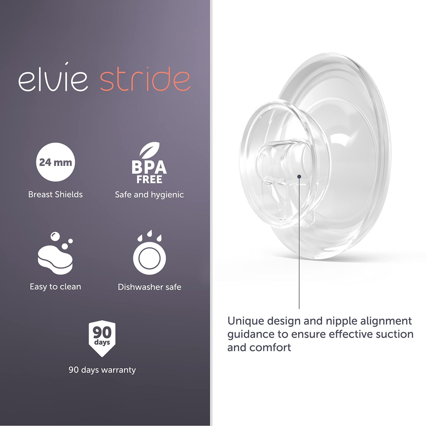 Elvie Stride Breast Pump Breast Shield - 24Mm - Nipple Flange For Pumping Breast Milk - Accessories & Breastfeeding Essentials F