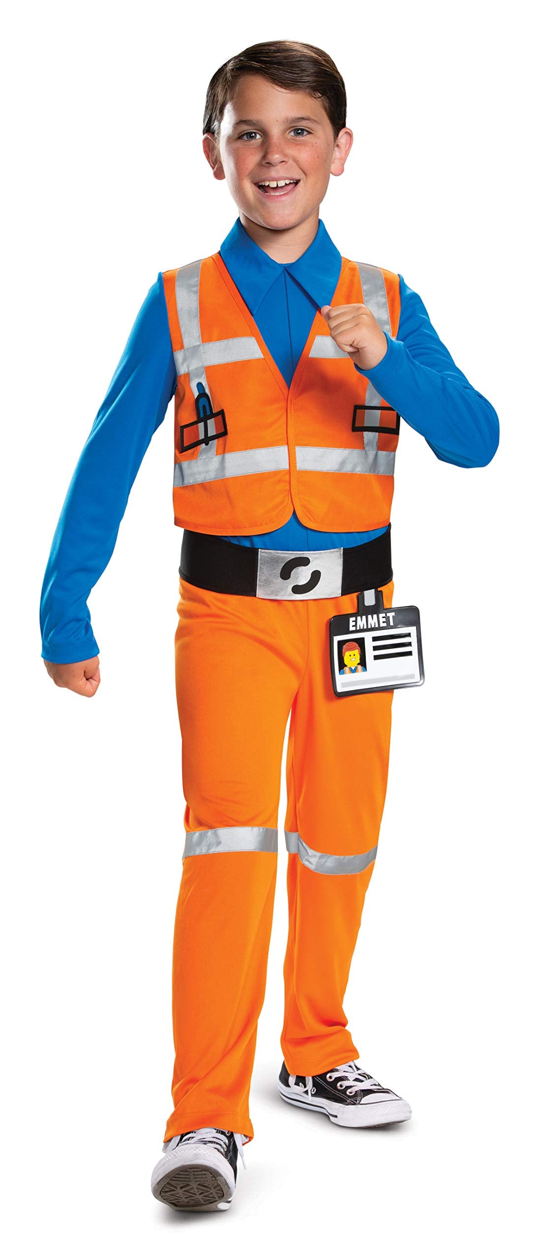 Disguise Emmet Lego Movie 2 Boys' Jumpsuit Costume , Orange