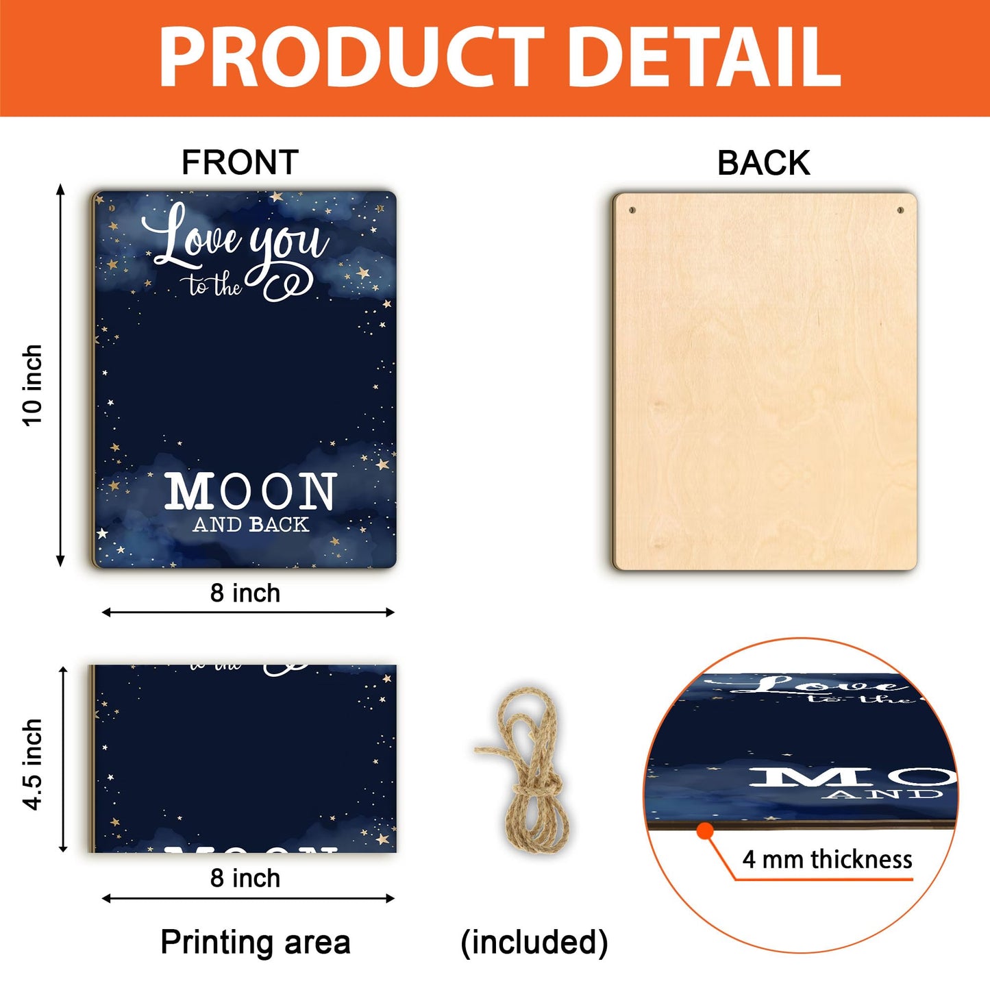 I Love You To The Moon And Back From Baby Footprint Bottom Butt Print Hanging Sign Gift For Mom Dad, Diy My 1St Mothers Fathers