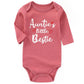 Aizffzy Aunties Bestie Baby Clothes Aunt Newborn Romper Girl Outfits Boy Bodysuits, Long Aunt Bestie Mauve, 36 Months