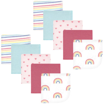 Hudson Baby Unisex Baby Flannel Washcloths, Creative Rainbow 10Pk, One Size