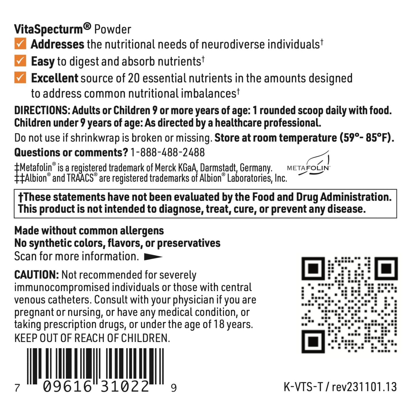Klaire Labs Vitaspectrum Powder - Children'S Multivitamin/Mineral With 23 Essential Nutrients In Berry-Pomegranate For Kids, No