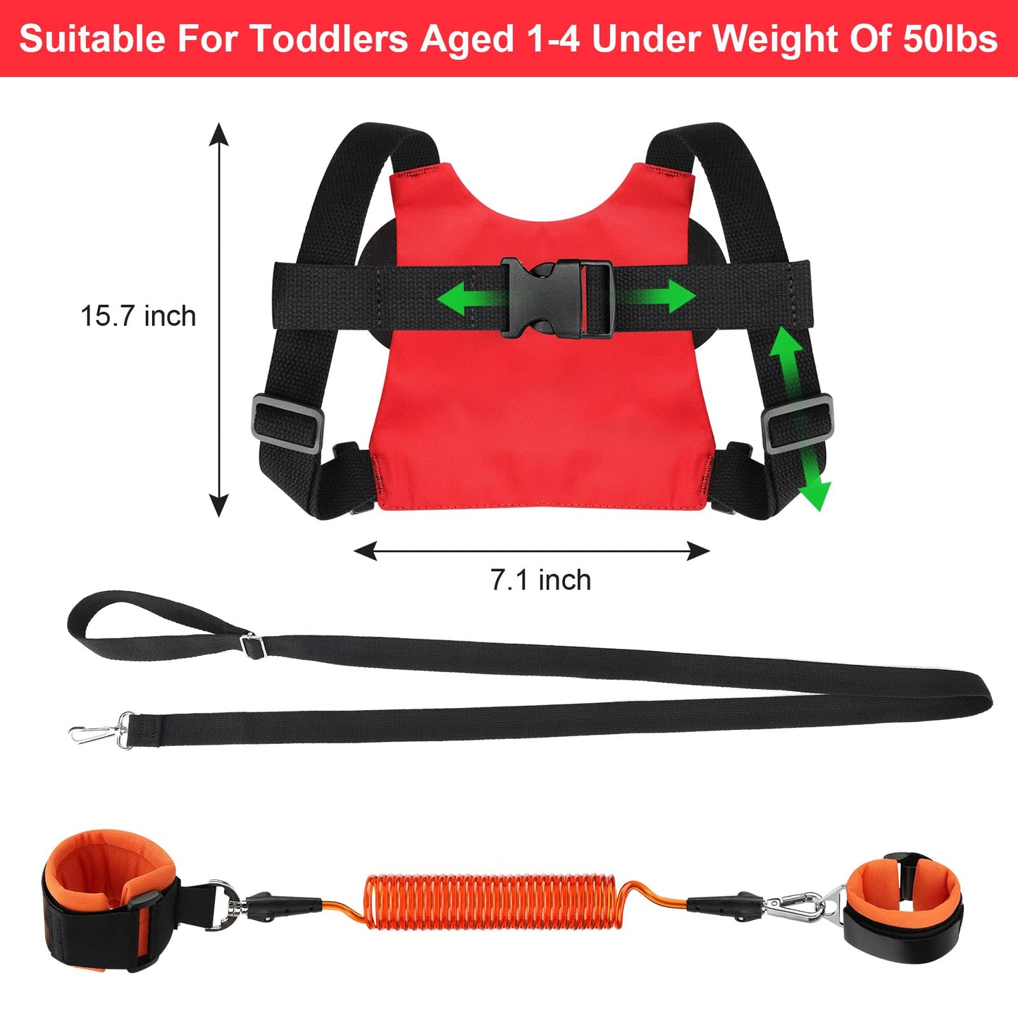 Accmor Toddler Leash Harness, Child Harness Baby Leash + Anti-Lost Wrist Link, Cute Kids Harness With Walking Strap Tether Belt