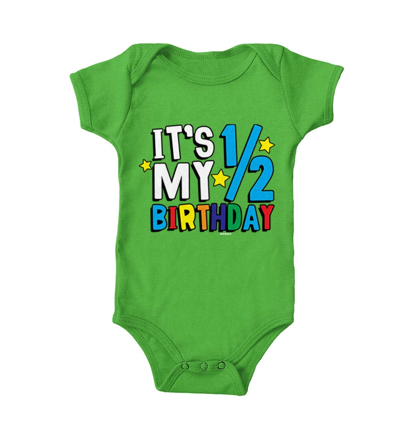 Haase Unlimited It'S My 1/2 Birthday - Half 6 Months Old Bodysuit (Light Green, WBBAPB01ETXCXW6