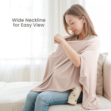 Konssy Knit Nursing Cover For Breastfeeding, 360 Full Privacy Breathable Breastfeeding Cover, Multi-Use Carseat Canopy (Blush Be