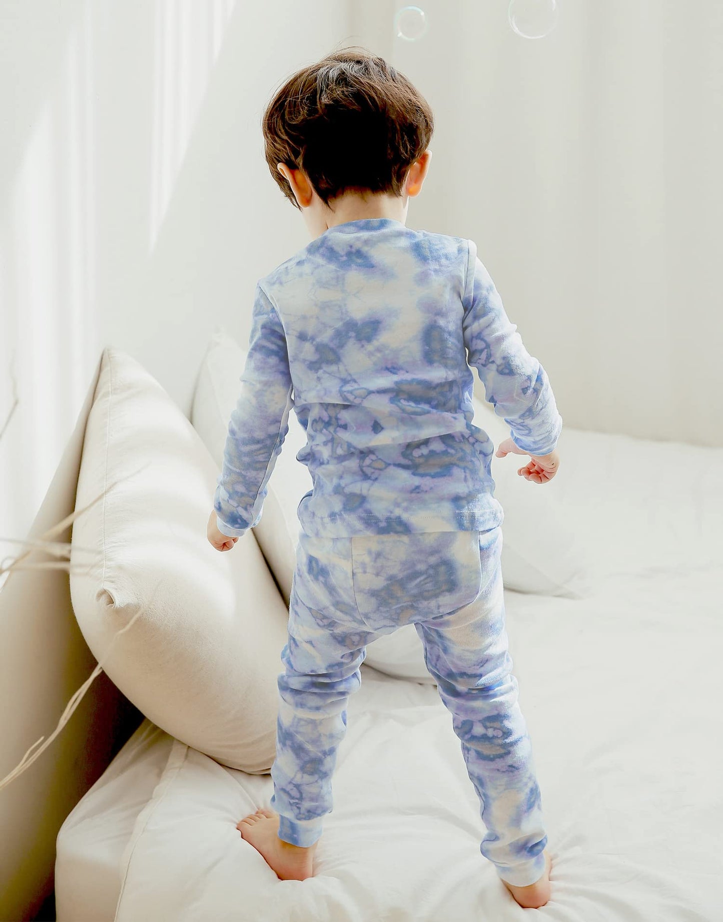 Vaenait Baby Kids Junior 100% Cotton Sleepwear Pajamas 2Pcs Set Tiedye-Warmblue-259 M