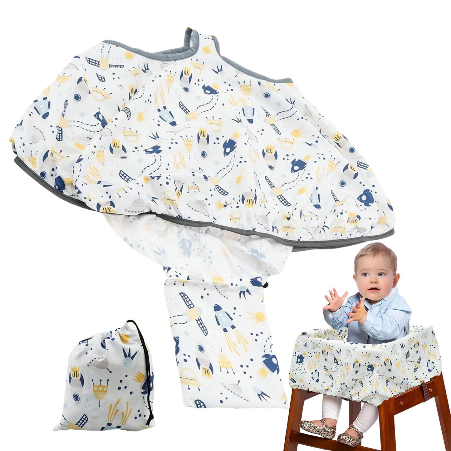 High Chair Shopping Cover - Foldable Safety Cover for Babies and Children | Padded Grocery Cart Sleeve with Toy Loops, Waterproo