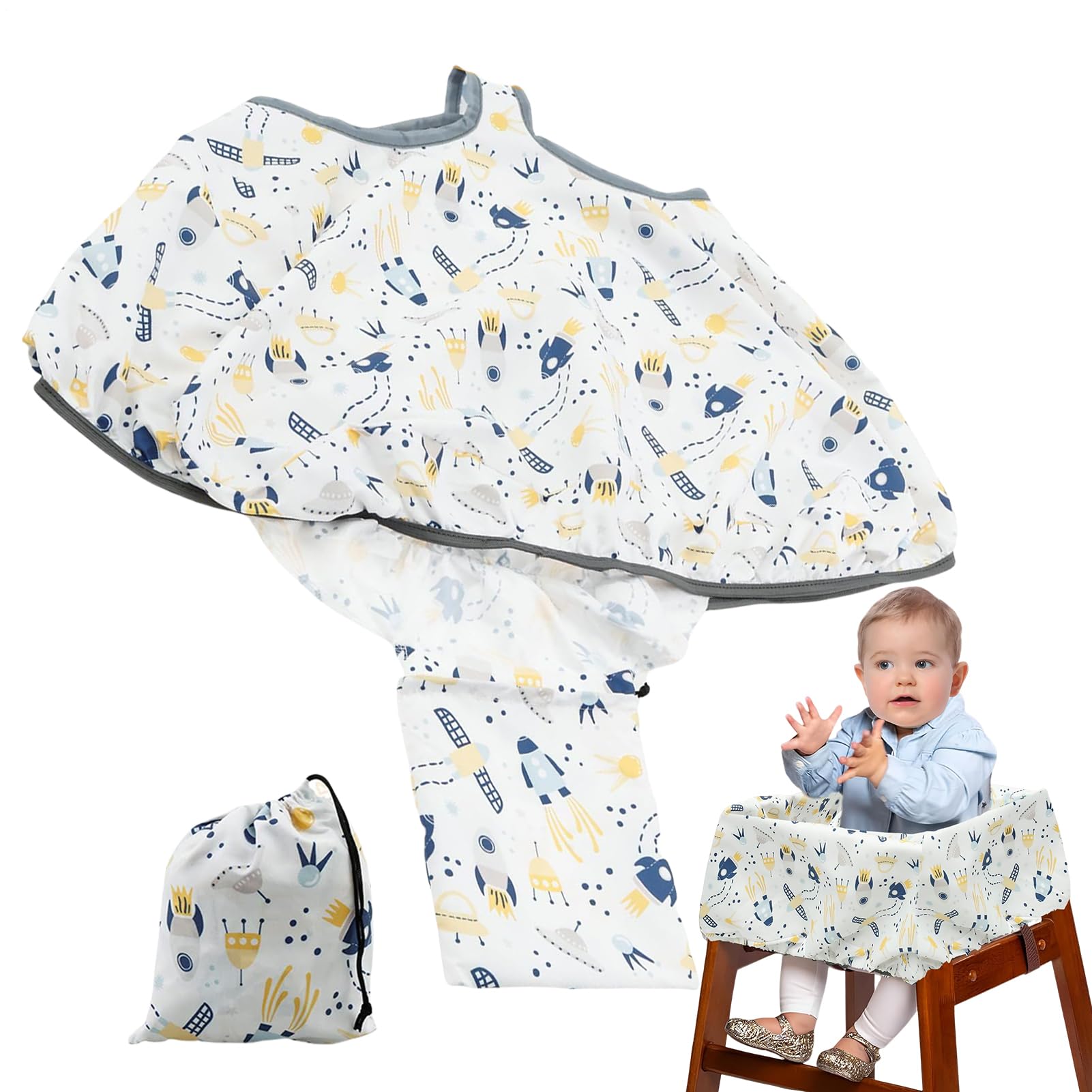 High Chair Shopping Cover - Foldable Safety Cover for Babies and Children | Padded Grocery Cart Sleeve with Toy Loops, Waterproo