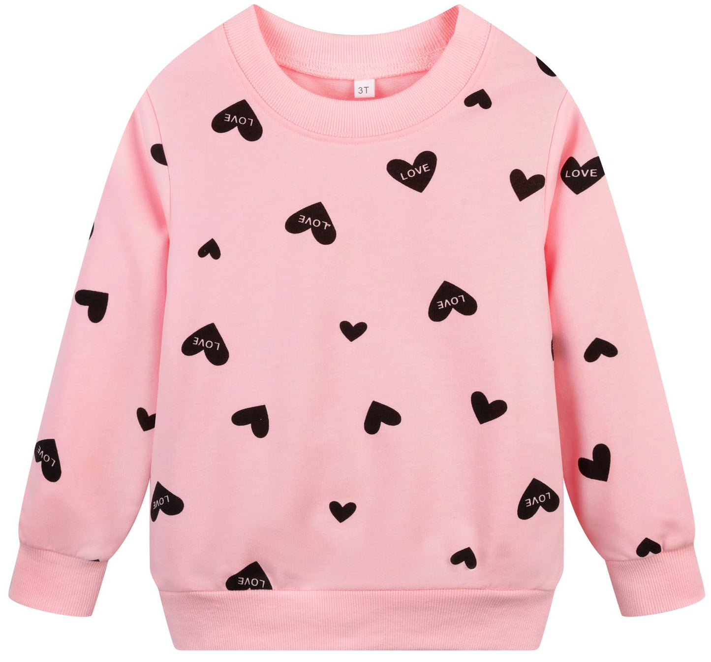 Retsugo Girl Heart Clothes Little Girls Outfits Toddler Long Sleeve Heart Sweatshirt Pink Shirts Top And Leggings Kids Clothing