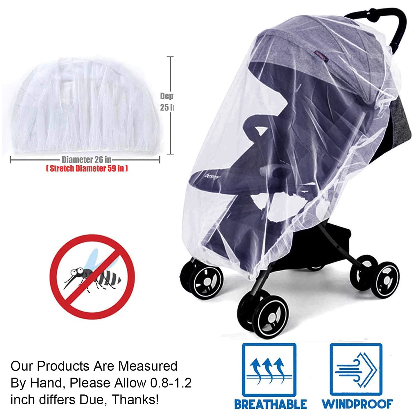 Mosquito Net For Stroller - Protective 2Packs Perfect Bug Net For Strollers, Bassinets, Cradles, Playards,Pack N Plays And Porta