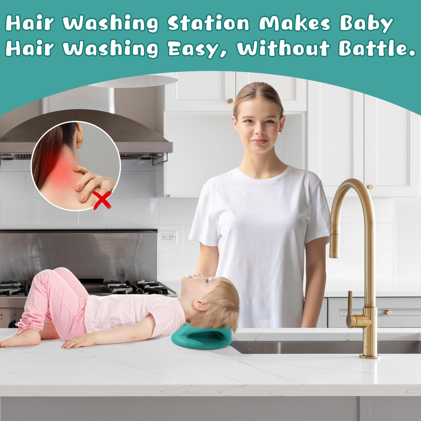 Mabozoo Hair Washing Station For Kids, Sink Hair Washing Neck Pillow For Kids' Wash Time, Ergonomic Kids Hair Washing Station Sh