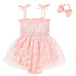 Titkkop Baby Girl 1St Birthday Clothes One Year Old Tulle Romper Sleeveless Bodysuit Cake Smash Outfits(White-Pink,12-18M)