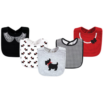 Hudson Baby Unisex Baby Cotton Bibs, Scottie Dog, One Size