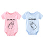 Ysculbutol Baby Twins Bodysuit Drinking Buddies Baby Twin Romper Boy Outfits Girl Jumpsuits Baby Triplets Set(Newest 0-3M)